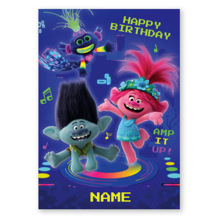 Trolls personalised dance any name birthday card  - A5 Greeting Card