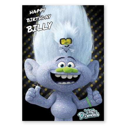 Trolls Personalised Tiny Diamond Any Name Birthday Card - A5 Greeting Card