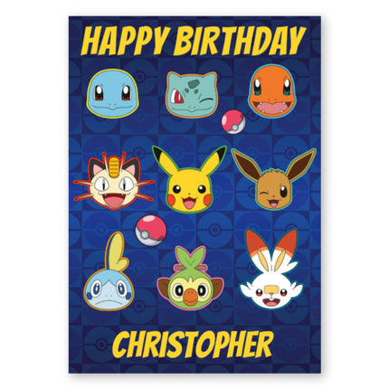 Pokemon Personalised Name Happy Birthday Card - A5 Greeting Card