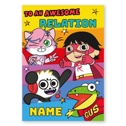 Ryan's World Relation/Name Birthday Card - A5 Greeting Card