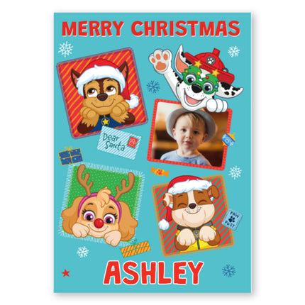 Paw Patrol Any Name and Photo Christmas Card - A5 Greeting Card