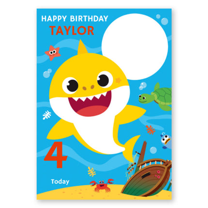 Baby Shark Personalised Name, Age and Photo Birthday Card - A5 Greeting Card