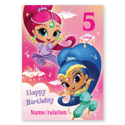 Shimmer & Shine Happy Birthday Any Age Card - A5 Greeting Card