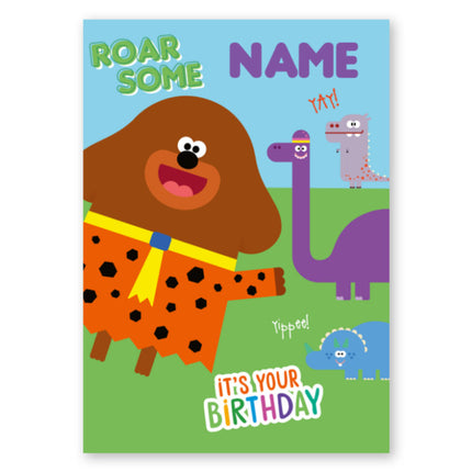 Hey Dugee Rawrsome Any Name Card - A5 Greeting Card