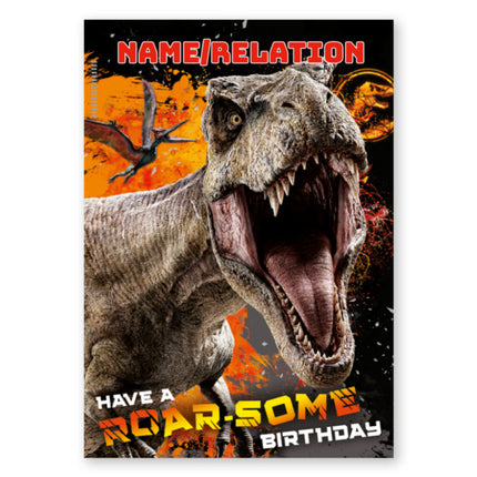 Jurassic World Personalised Any Name Roar-Some Birthday Card - A5 Greeting Card