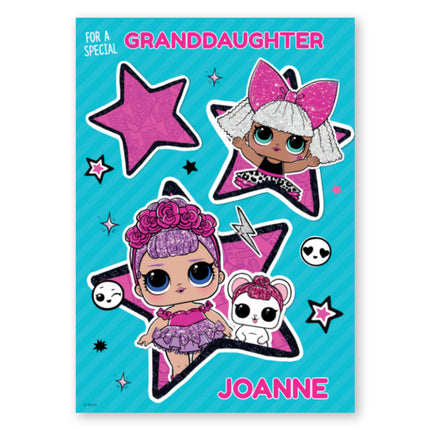 LOL Surprise Personalised Name and Photo Rock Star Birthday Card - A5 Greeting Card