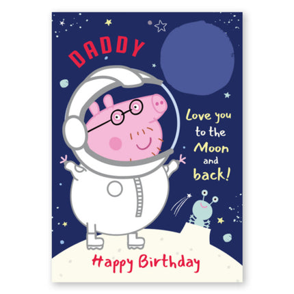 Peppa Pig Personalised Moon Photo Birthday Card - A5 Greeting Card