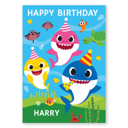 Baby Shark Personalised Name Birthday Card - A5 Greeting Card