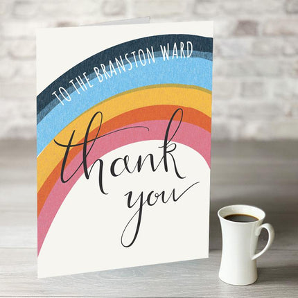 Rainbow Thank You Card with Personalised Text - Hexcanvas